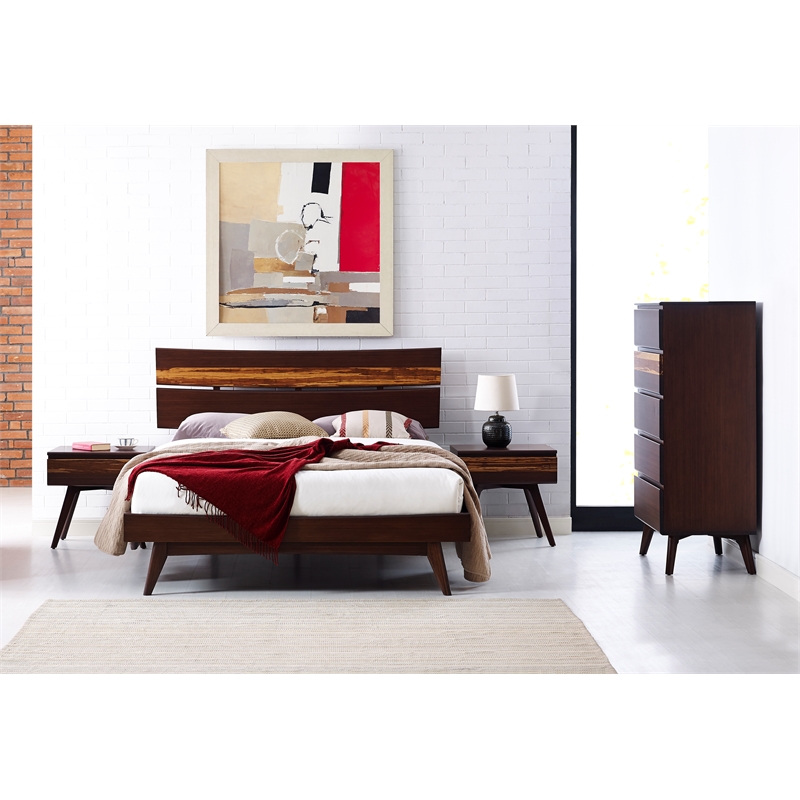 Bamax Sarah California King Platform Bed in Burgundy