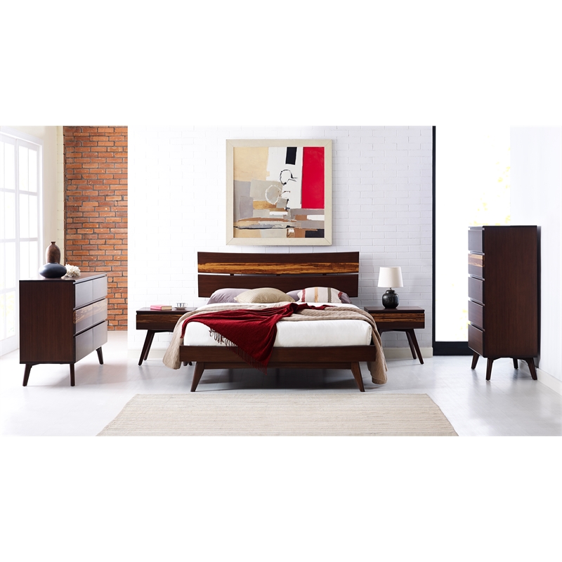 Bamax Sarah California King Platform Bed in Burgundy