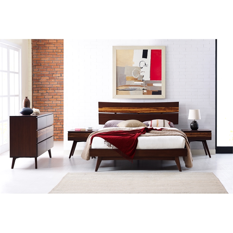 Bamax Sarah King Platform Bed in Burgundy