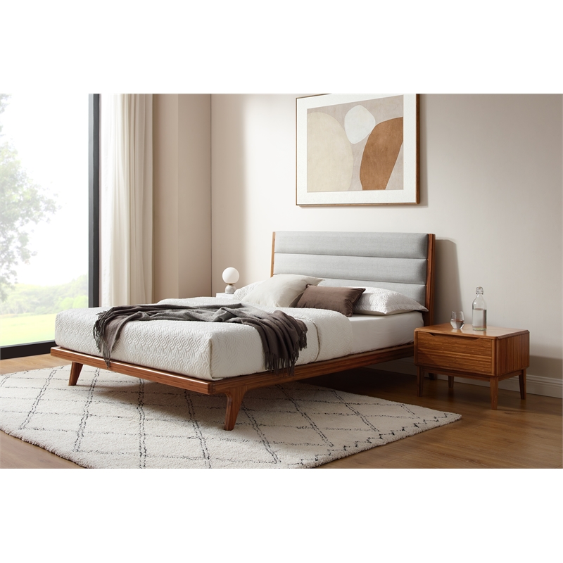 Bamax Dante Upholstered Queen Platform Bed in Copper