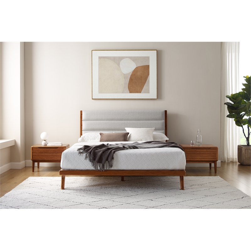 Bamax Dante Upholstered King Platform Bed in Copper