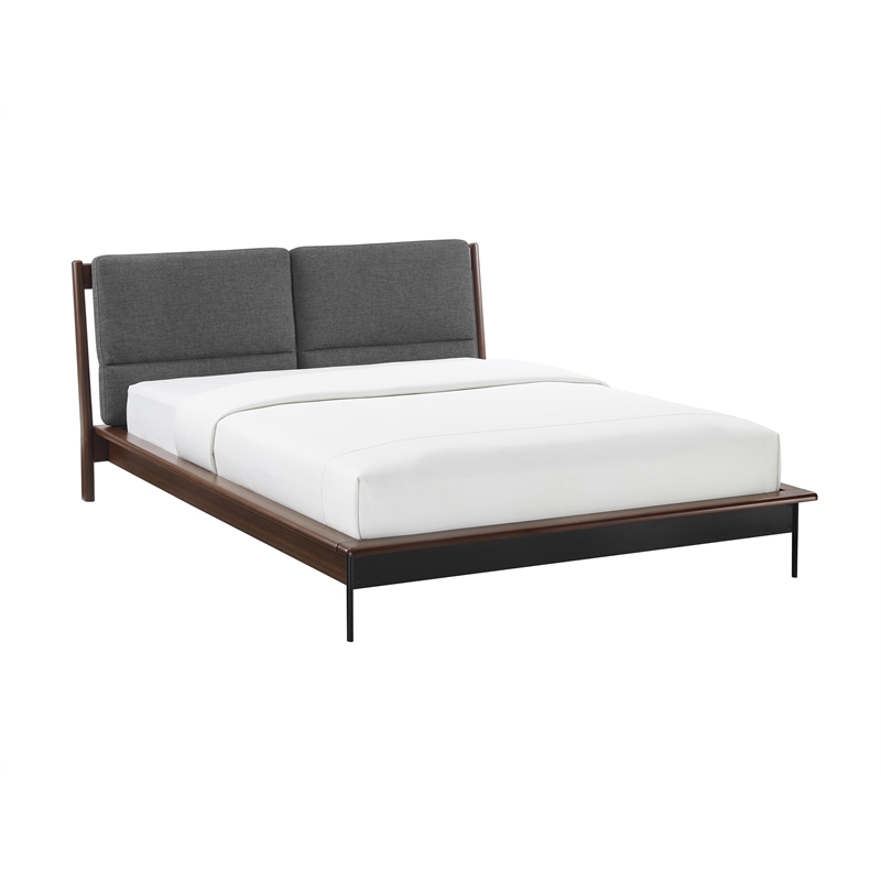 Bamax Landon King Platform Bed with Fabric in Crimson