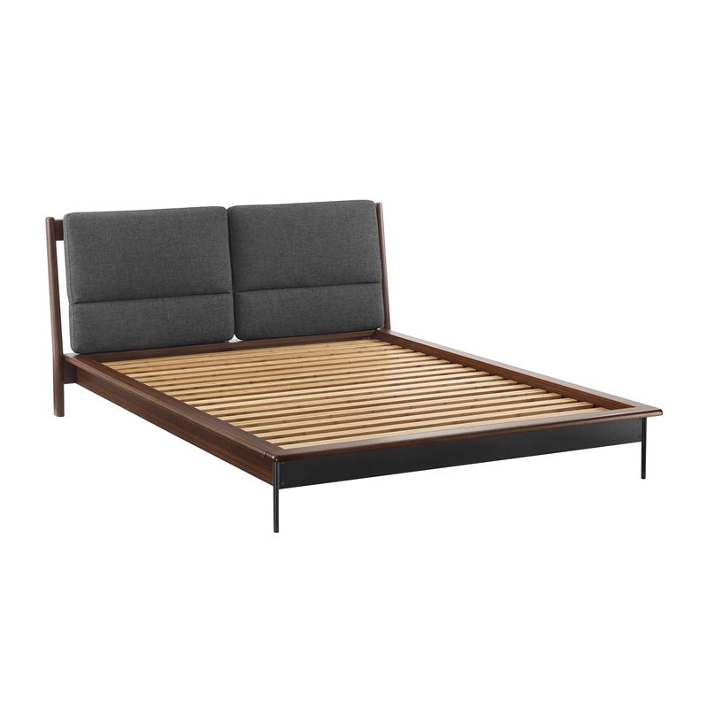 Bamax Landon King Platform Bed with Fabric in Crimson