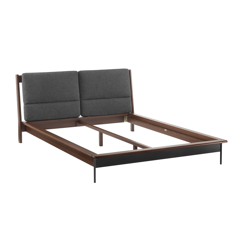 Bamax Landon King Platform Bed with Fabric in Crimson