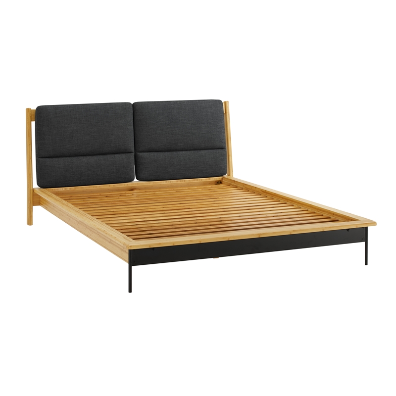 Bamax Spencer Queen Platform Bed with Fabric in Sand