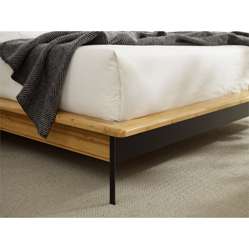 Bamax Spencer Queen Platform Bed with Fabric in Sand