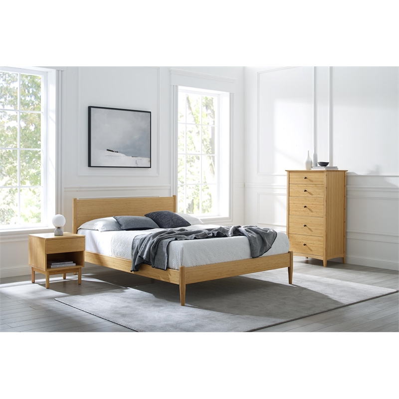 Bamax Ria Queen Platform Bed in Caramelized