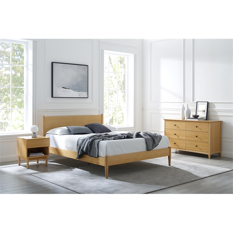 Bamax Ria Queen Platform Bed in Caramelized