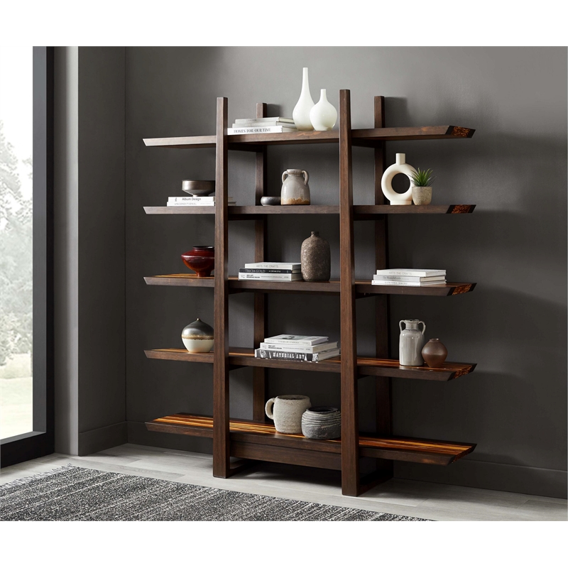 Bamax Kendall Shelf in Coffee with Cinnamon Bengal Stripe Inlay