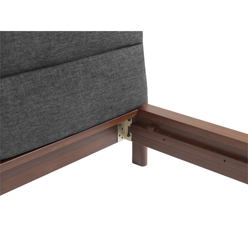 Bamax Landon Queen Platform Bed with Fabric in Crimson