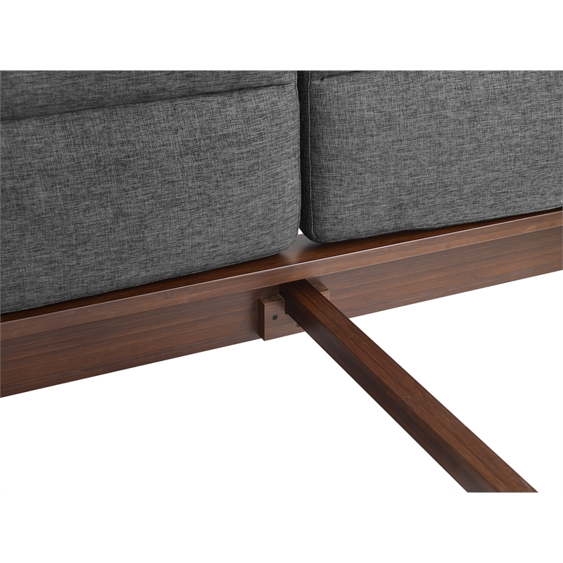 Bamax Landon Queen Platform Bed with Fabric in Crimson