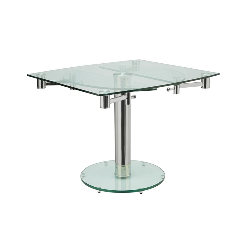 Casabianca Modern Thao Stainless Steel Extendable Dining Table in Clear
