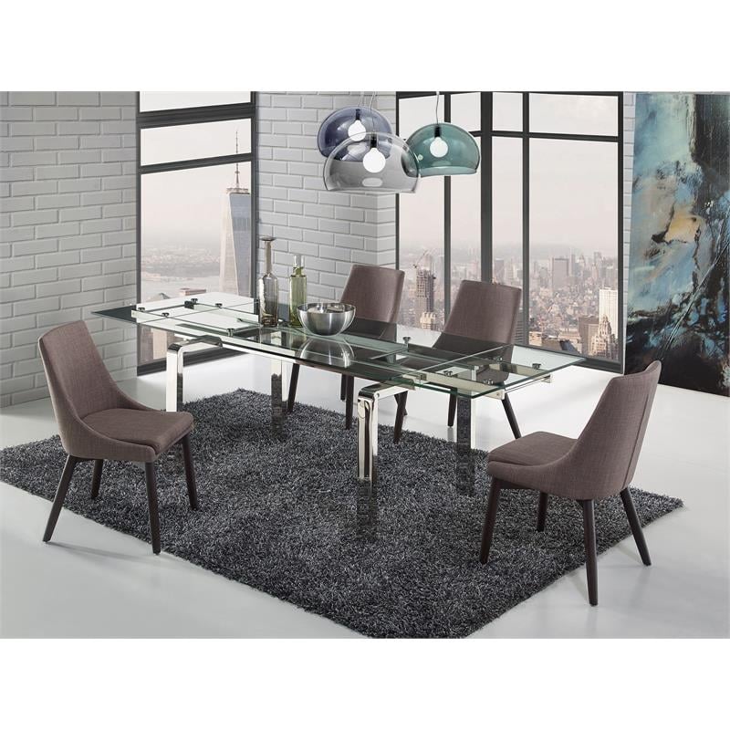 Casabianca Furniture Modern Creek Fabric Dining Chair in Gray
