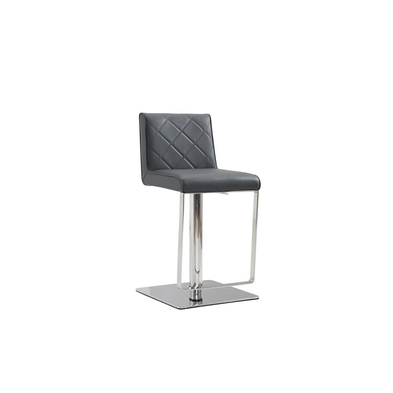 Casabianca Modern Loft Stainless Steel Adjustable Bar Stool in Gray
