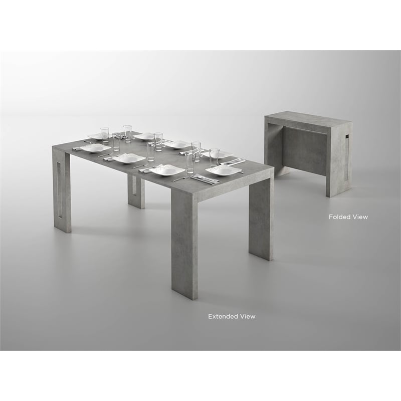 Modern Elasto Engineered Wood Italian Extendable Console Table in Gray