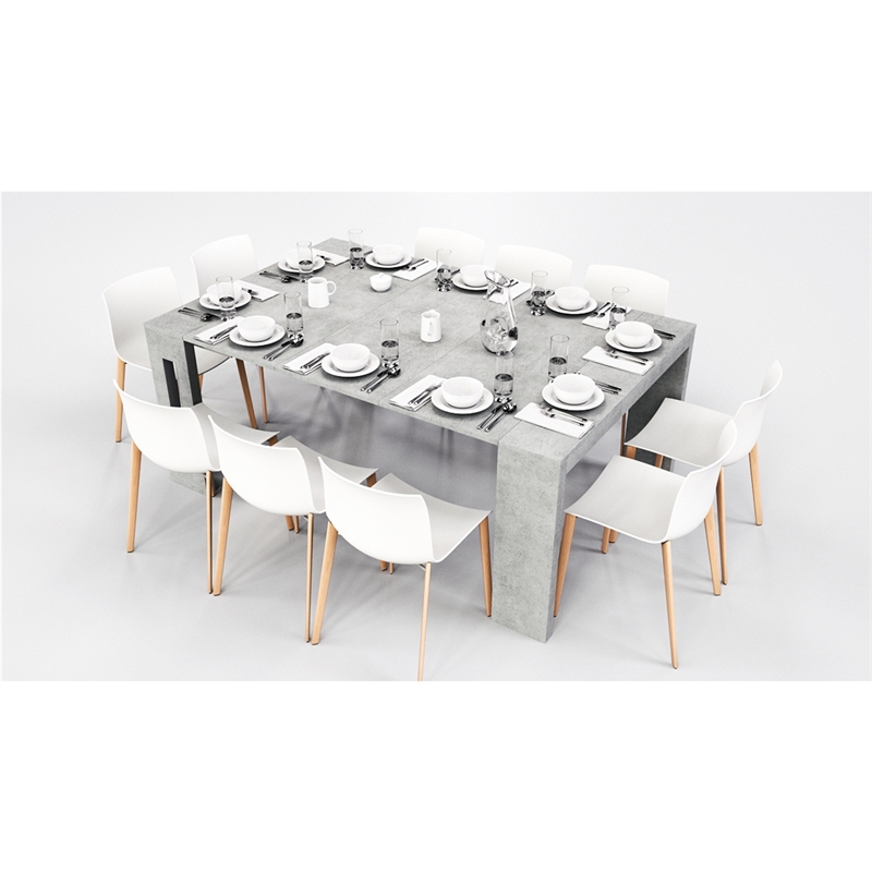 Modern Elasto Engineered Wood Italian Extendable Console Table in Gray