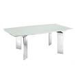Modern Astor Stainless Steel Extendable Motorized Dining Table in White