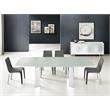 Modern Astor Stainless Steel Extendable Motorized Dining Table in White