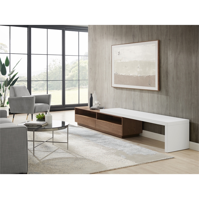 Casabianca Celine Engineered Wood Extendable Entertainment Center Walnut Veneer
