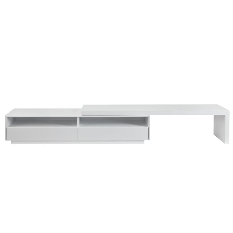 Casabianca Celine Engineered Wood Extendable Entertainment Center in White Matte