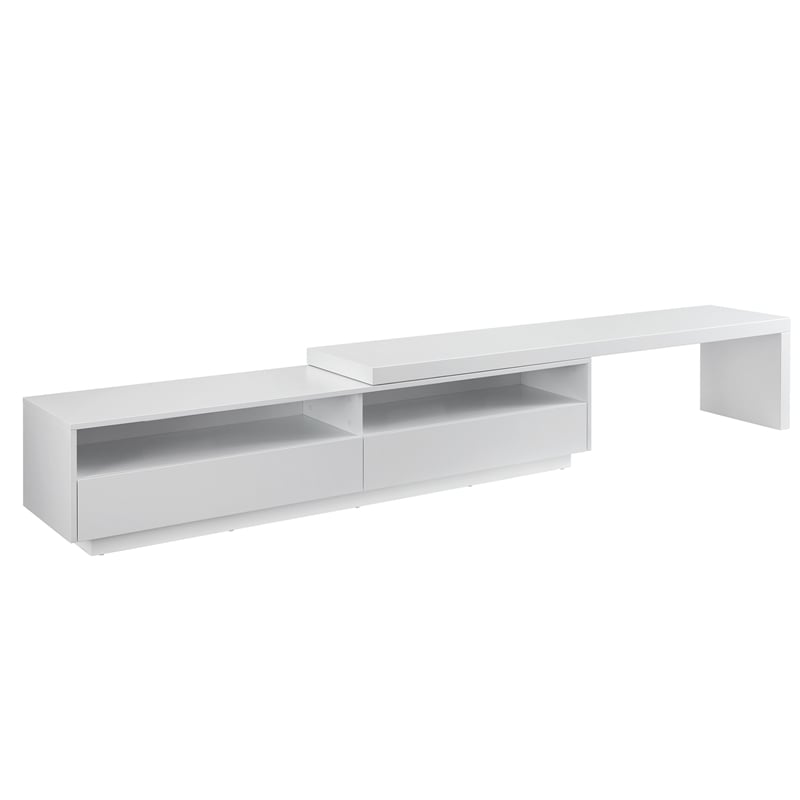 Casabianca Celine Engineered Wood Extendable Entertainment Center in White Matte