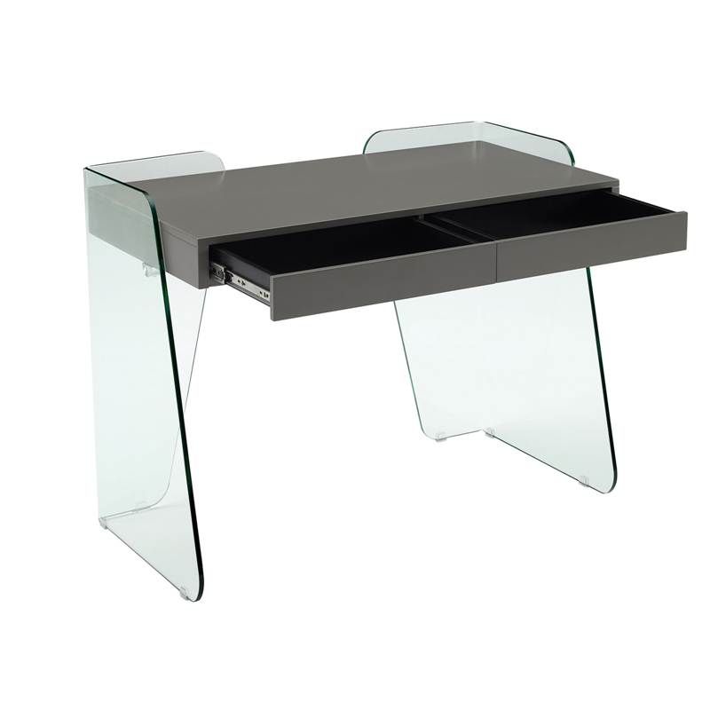 Casabianca Furniture Archie Engineered Wood Office Desk in Gray High Gloss