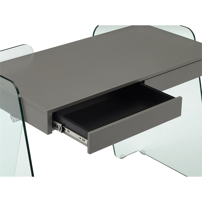 Casabianca Furniture Archie Engineered Wood Office Desk in Gray High Gloss