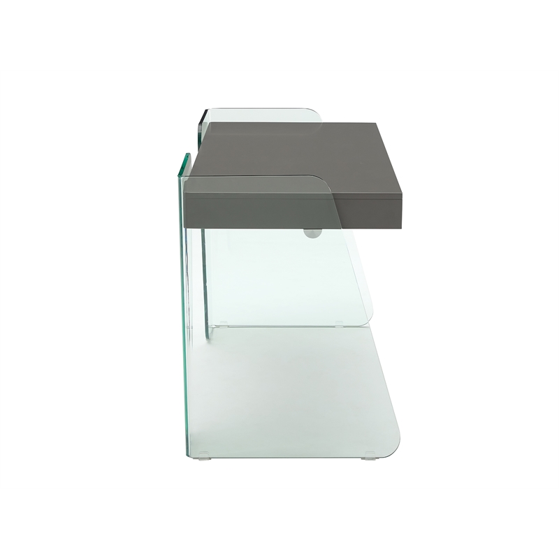 Casabianca Furniture Archie Engineered Wood Office Desk in Gray High Gloss