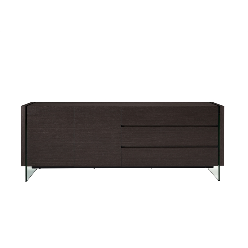 Casabianca Furniture Il Vetro Engineered Wood Buffet in Gray Oak Veneer