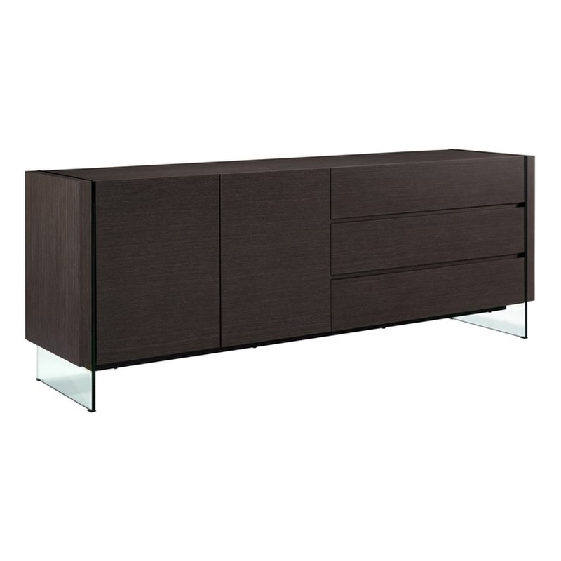 Casabianca Furniture Il Vetro Engineered Wood Buffet in Gray Oak Veneer