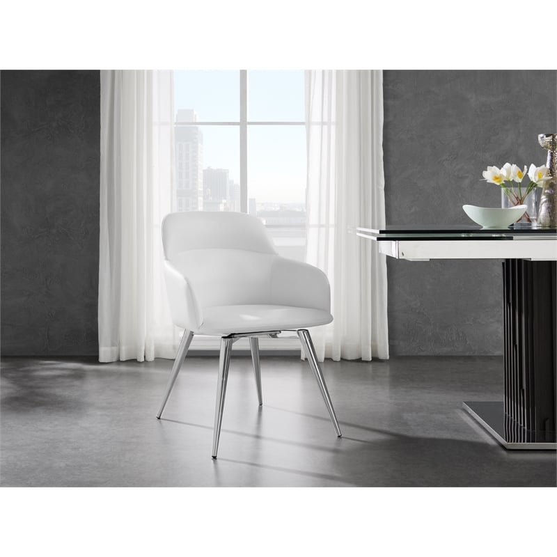Casabianca Furniture Pirouette Polyurethane Swivel Dining Chair in White
