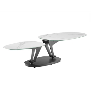 Casabianca Furniture Leaf Swivel Coffee Table in White Marbled Porcelain