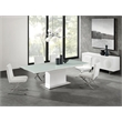 Casabianca Furniture Bianca Glass Top Dining Table in White