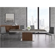 Casabianca Moon Manual Dining Table with Walnut Base and Brown Marbled Top