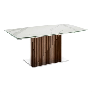Casabianca Moon Manual Dining Table with Walnut Base and White Marbled Top