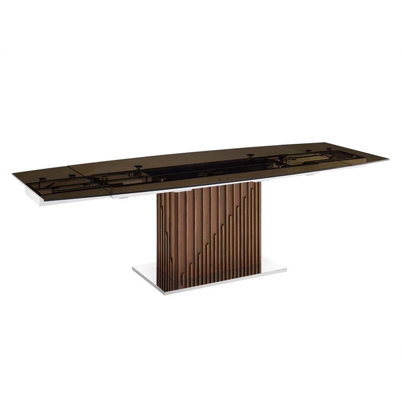 Casabianca Moon Manual Dining Table with Walnut Base and Smoked Top
