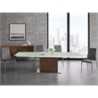 Casabianca Moon Manual Dining Table with White Top and Walnut Base