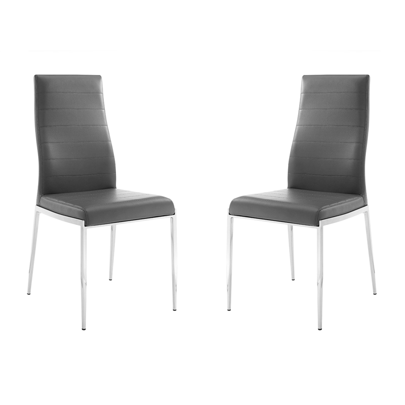 Casabianca Home Firenze Set of 2 Polyurethane Leather Dining Chairs - Gray