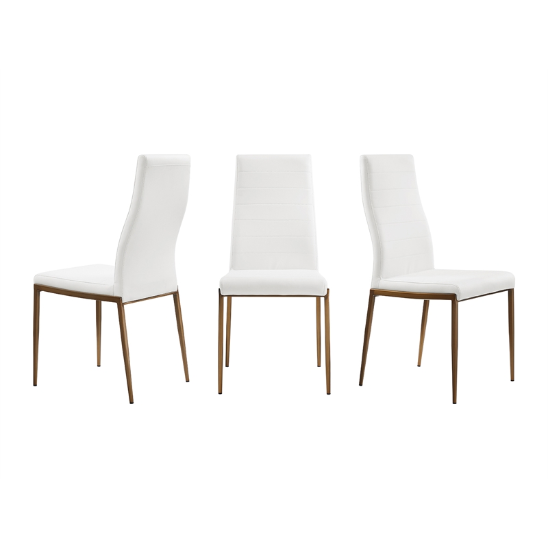 Casabianca Home Firenze Set of 2 Polyurethane Leather Dining Chairs - White