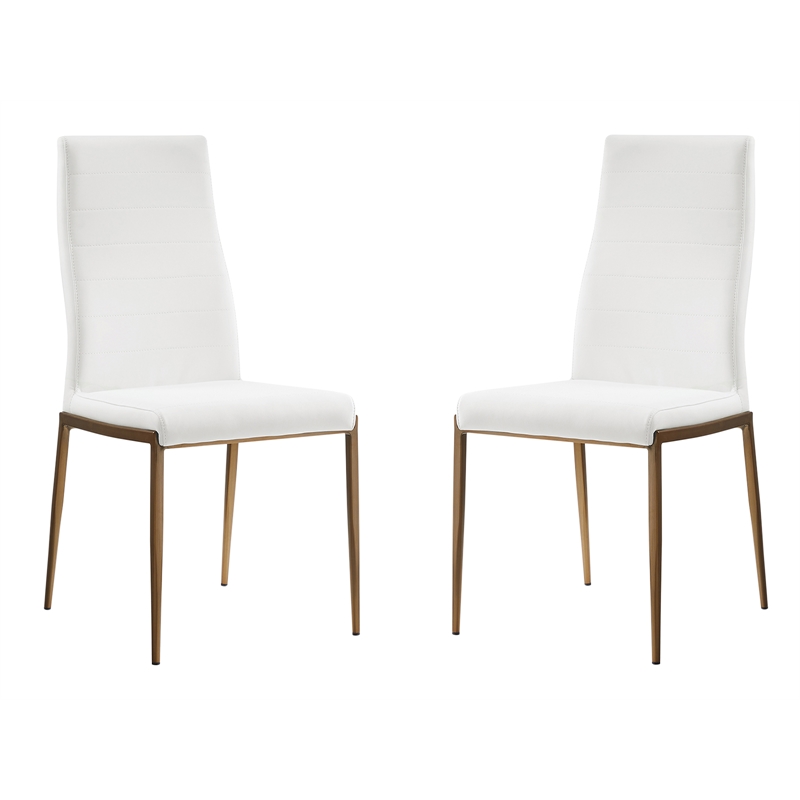 Casabianca Home Firenze Set of 2 Polyurethane Leather Dining Chairs - White