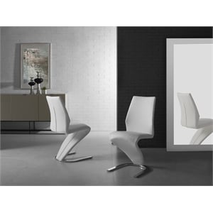 Casabianca Home Boulevard Set of 2 Polyurethane Leather Dining Chairs - White