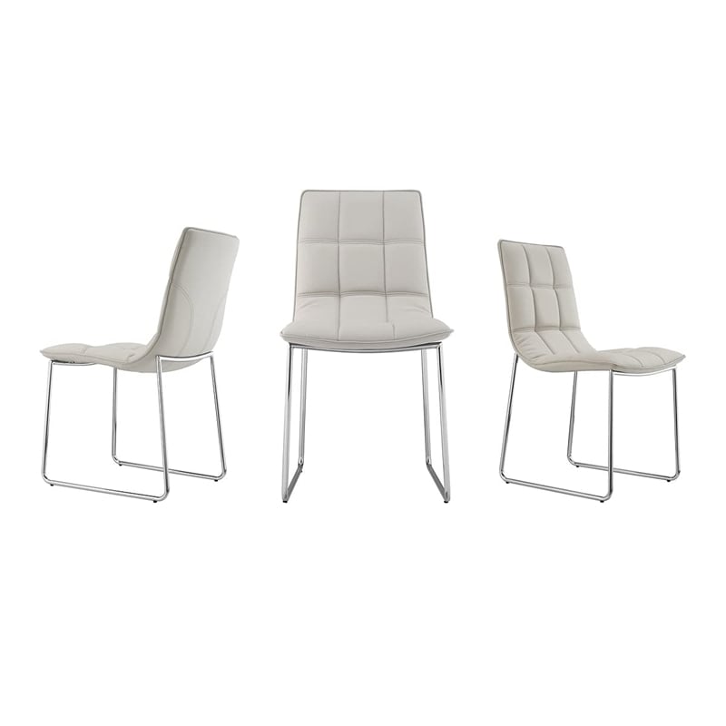 Casabianca Home Leandro Set of 2 Polyurethane Leather Dining Chairs - Taupe