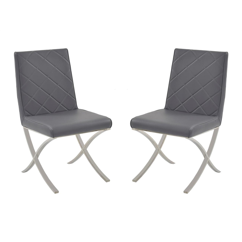 Casabianca Home Loft Set of 2 Polyurethane Leather Dining Chairs - Gray