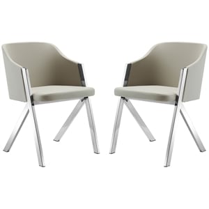 Casabianca Home Acorn Set of 2 Polyurethane Leather Dining Chairs - Taupe