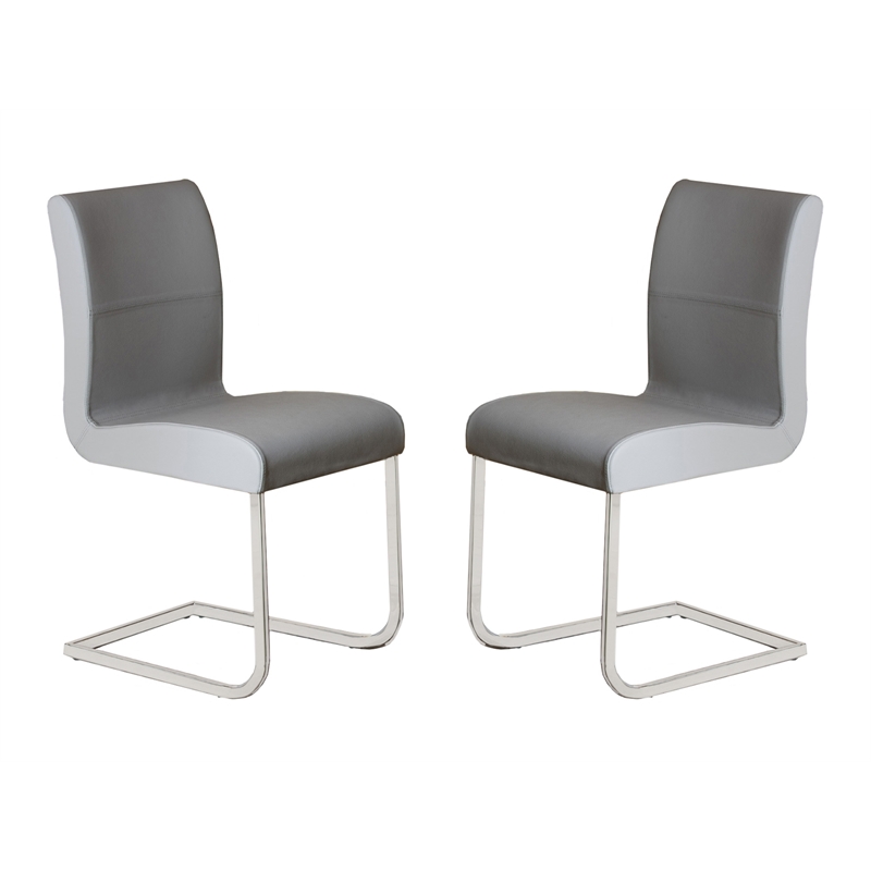 Casabianca Home Stella Set of 2 Top Grain Dining Chairs Leather - Gray
