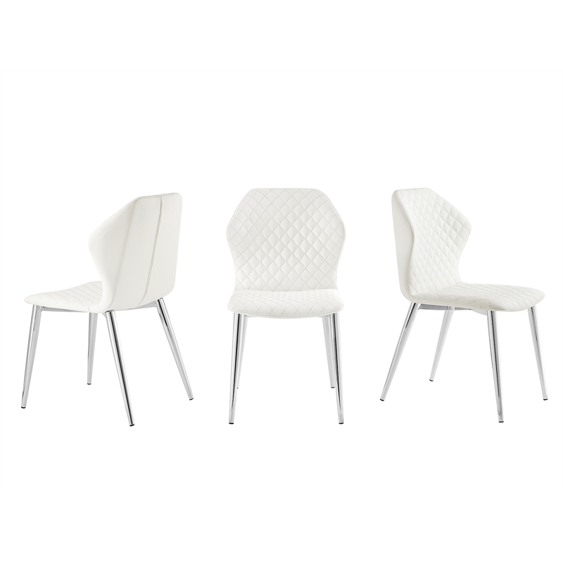 Casabianca Home Olivia Set of 2 Polyurethane Leather Dining Chairs - White