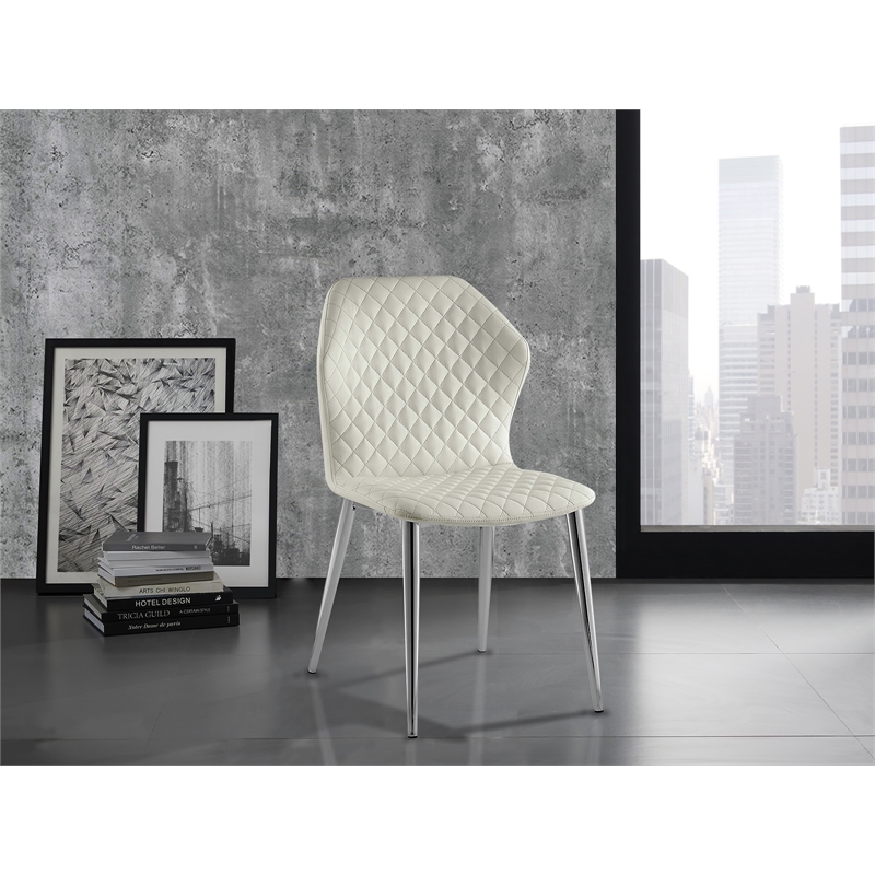 Casabianca Home Olivia Set of 2 Polyurethane Leather Dining Chairs - White