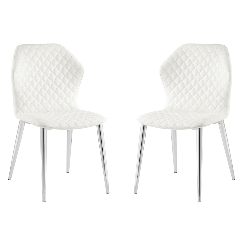 Casabianca Home Olivia Set of 2 Polyurethane Leather Dining Chairs - White