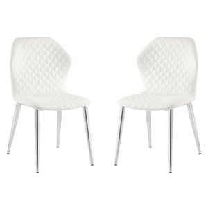 Casabianca Home Olivia Set of 2 Polyurethane Leather Dining Chairs - White