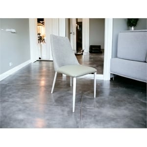Casabianca Home Mia Dining Chair in Gray Leather & Cotton